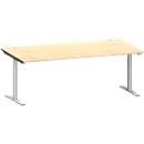 Schäfer Shop Genius Schreibtisch MODENA FLEX, T-Fuß-Rundrohr, B 2000 x T 1000 mm, ahorn/weißalu