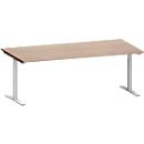 Schäfer Shop Genius Schreibtisch MODENA FLEX, T-Fuß-Rundrohr, B 2000 x T 1000 mm, Eiche-Dekor/weißalu
