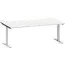 Schäfer Shop Genius Schreibtisch MODENA FLEX, T-Fuß-Rundrohr, B 2000 x T 1000 mm, lichtgrau/weißalu