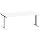 Schäfer Shop Genius Schreibtisch MODENA FLEX, T-Fuß-Rundrohr, B 2000 x T 1000 mm, weiß/weißalu