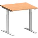 Schäfer Shop Genius Schreibtisch MODENA FLEX, T-Fuß-Rundrohr, B 800 x T 800 mm, buche/weißalu