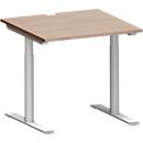 Schäfer Shop Genius Schreibtisch MODENA FLEX, T-Fuß-Rundrohr, B 800 x T 800 mm, Eiche-Dekor/weißalu