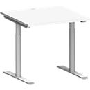 Schäfer Shop Genius Schreibtisch MODENA FLEX, T-Fuß-Rundrohr, B 800 x T 800 mm, weiß/weißalu