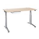 Schäfer Shop Genius Schreibtisch PLANOVA ERGOSTYLE, elektrisch höhenverstellbar, B 1600 mm, Ahorn/weißaluminium + OrgaWork Schublade