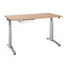 Schäfer Shop Genius Schreibtisch PLANOVA ERGOSTYLE, elektrisch höhenverstellbar, B 1600 mm, Buche/weißaluminium + OrgaWork Schublade