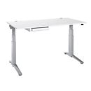 Schäfer Shop Genius Schreibtisch PLANOVA ERGOSTYLE, elektrisch höhenverstellbar, B 1600 mm, weiß/weißaluminium + OrgaWork Schublade