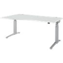 Schäfer Shop Genius Schreibtisch PLANOVA ERGOSTYLE, elektrisch höhenverstellbar, Freiform, Ansatz links, C-Fuß, B 1800 mm, lichtgrau/weißalu