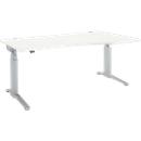 Schäfer Shop Genius Schreibtisch PLANOVA ERGOSTYLE, elektrisch höhenverstellbar, Freiform, Ansatz rechts, C-Fuß, B 1800 mm, weiß/weißalu