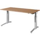 Schäfer Shop Genius Schreibtisch PLANOVA ERGOSTYLE, elektrisch höhenverstellbar, Rechteck, C-Fuß, B 1600 mm, Kirsche Romana/weißalu 