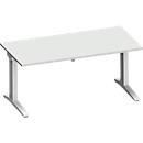 Schäfer Shop Genius Schreibtisch PLANOVA ERGOSTYLE, elektrisch höhenverstellbar, Rechteck, C-Fuß, B 1600 mm, lichtgrau/weißalu 
