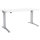 Schäfer Shop Genius Schreibtisch PLANOVA ERGOSTYLE, elektrisch höhenverstellbar, Rechteck, C-Fuß, B 1600 x T 800 x H 715-1182 mm, weiß/weißaluminium 