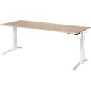Schäfer Shop Genius Schreibtisch PLANOVA ERGOSTYLE, elektrisch höhenverstellbar, Rechteck, C-Fuß, B 2000 x T 800 x H 645-1305 mm, Eiche/weiß