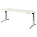 Schäfer Shop Genius Schreibtisch PLANOVA ERGOSTYLE, elektrisch höhenverstellbar, Rechteck, C-Fuß, B 2000 x T 800 x H 645-1305 mm, weiß/weißaluminium 