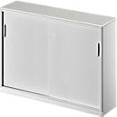 Schäfer Shop Genius Schuifdeurkast TETRIS SOLID, 3 ordnerhoogten, middenwand, B 1600 x D 413 x H 1170 mm, lichtgrijs/blank aluminium 