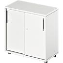 Schäfer Shop Genius Schuifdeurkast TETRIS WOOD, 2 OH, B 800 x D 421 x H 800 mm, hoogte inclusief glijders, wit