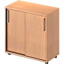 Schäfer Shop Genius Schuifdeurkast TETRIS WOOD, 2 ordnerhoogten, B 800 mm, hoogte incl. glijders, beukenpatroon