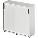 Schäfer Shop Genius schuifdeurkast TETRIS WOOD, 3 OH, B 1200 mm, hoogte incl. glijders, lichtgrijs