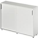 Schäfer Shop Genius schuifdeurkast TETRIS WOOD, 3 OH, B 1600 mm, hoogte incl. glijders, lichtgrijs