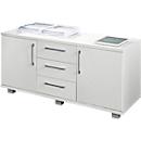 Schäfer Shop Genius Sideboard, 3 Schübe & 2 Türen, Metallgriffe, B 1200 x T 500 x H 600 mm, weiß/weiß 