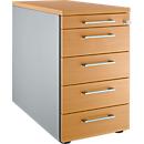 Schäfer Shop Genius Standcontainer 13333, mit Griff eckig, B 435 x H 717 mm, weißalu/weißalu/Buche-Dekor