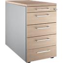 Schäfer Shop Genius Standcontainer 13333, mit Griff eckig, B 435 x H 717 mm, weißalu/weißalu/Eiche-Dekor