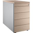 Schäfer Shop Genius Standcontainer 13333, mit Griffnut, B 435 x H 717 mm, weißalu/weißalu/Eiche-Dekor