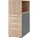Schäfer Shop Genius Standcontainer mit Aufsatzregal, abschließbar, runder Griff, Eiche/anthrazit