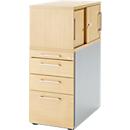 Schäfer Shop Genius Standcontainer mit Aufsatzschrank inkl. Schiebetür, komplett abschließbar, eckiger Griff, ahorn
