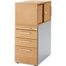 Schäfer Shop Genius Standcontainer mit Aufsatzschrank inkl. Schiebetür, komplett abschließbar, eckiger Griff, buche