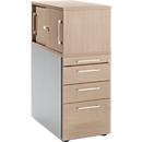 Schäfer Shop Genius Standcontainer mit Aufsatzschrank inkl. Schiebetür, komplett abschließbar, eckiger Griff, Eiche/weißalu