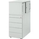 Schäfer Shop Genius Standcontainer mit Aufsatzschrank inkl. Schiebetür, komplett abschließbar, seitliche Griffnut, lichtgrau
