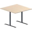 Schäfer Shop Genius Table d’appoint MODENA FLEX, hauteur réglable, carrée, tube rond pied-T, l. 1000 x P 1000 mm, décor érable 
