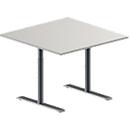 Schäfer Shop Genius Table d’appoint MODENA FLEX, hauteur réglable, carrée, tube rond pied-T, l. 1000 x P 1000 mm, gris clair 