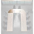 Schäfer Shop Genius table d'extension BST, quart de cercle, pied en tube rond, L 800 x P 800 x H 717 mm, décor chêne/aluminium blanc RAL 9006