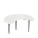 Schäfer Shop Genius Table d'extension ERGOSTYLE S, 3/4 de cercle, extension à droite ou à gauche, blanc/alu blanc