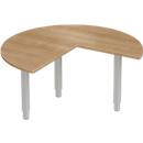 Schäfer Shop Genius Table d'extension PLANOVA ergoSTYLE, 3/4 de cercle, extension à droite ou à gauche, cerisier décor Romana/alu blanc