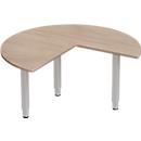 Schäfer Shop Genius Table d'extension PLANOVA ergoSTYLE, 3/4 de cercle, extension à droite ou à gauche, décor chêne/alu blanc