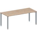 Schäfer Shop Genius Table de conférence MODENA FLEX, rectangulaire, 4 pieds en tube carré, L 1800 x P 800 x H 720-840 mm, décor chêne/aluminium blanc RAL 9006