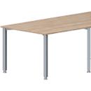 Schäfer Shop Genius Table de conférence MODENA FLEX, trapèze, 4 pieds en tube carré, L 1600 x P 800 x H 720-840 mm, décor chêne/aluminium blanc RAL 9006