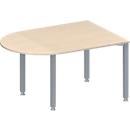 Schäfer Shop Genius Table de réunion MODENA FLEX, hauteur ajustable, de forme arrondie, 4 pieds avec tubes carrés, l. 1400 x P 1000 mm, coloris érable 