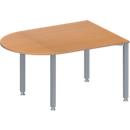 Schäfer Shop Genius Table de réunion MODENA FLEX, hauteur ajustable, de forme arrondie, 4 pieds avec tubes carrés, l. 1400 x P 1000 mm, coloris hêtre 
