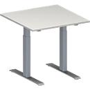 Schäfer Shop Genius Table de réunion MODENA FLEX, hauteur ajustable, en forme de carré, pieds en T avec tubes rectangulaires, l. 800 x P 800 mm, gris clair 