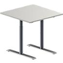 Schäfer Shop Genius Table de réunion MODENA FLEX, hauteur ajustable, en forme de carré, pieds en T avec tubes ronds, l. 800 x P 800 mm, gris clair 