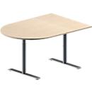 Schäfer Shop Genius Table de réunion MODENA FLEX, hauteur ajustable, en forme de demi-cercle, pieds en T avec tubes ronds, l. 1400 x P 1000 mm, coloris érable 
