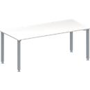 Schäfer Shop Genius Table de réunion MODENA FLEX, hauteur ajustable, en forme de rectangle, 4 pieds avec tubes carrés, l. 1800 x P 800 mm, blanc 