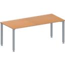 Schäfer Shop Genius Table de réunion MODENA FLEX, hauteur ajustable, en forme de rectangle, 4 pieds avec tubes carrés, l. 1800 x P 800 mm, coloris hêtre 
