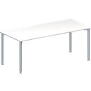 Schäfer Shop Genius Table de réunion MODENA FLEX, hauteur ajustable, en forme de rectangle, 4 pieds avec tubes ronds, l. 1800 x P 800 mm, blanc 