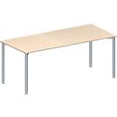 Schäfer Shop Genius Table de réunion MODENA FLEX, hauteur ajustable, en forme de rectangle, 4 pieds avec tubes ronds, l. 1800 x P 800 mm, coloris érable 