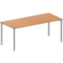 Schäfer Shop Genius Table de réunion MODENA FLEX, hauteur ajustable, en forme de rectangle, 4 pieds avec tubes ronds, l. 1800 x P 800 mm, coloris hêtre 