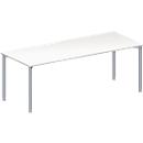 Schäfer Shop Genius Table de réunion MODENA FLEX, hauteur ajustable, en forme de rectangle, 4 pieds avec tubes ronds, l. 2000 x P 800 mm, blanc 
